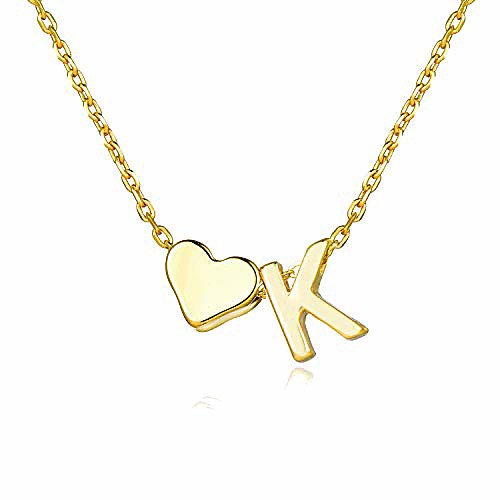

gold heart k initial necklace for teen girls,dainty personalized letter heart choker necklace gift for women necklace jewelry (k1)