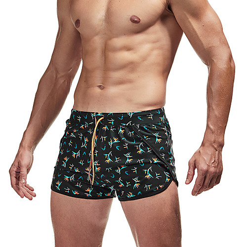 

Men's Bikini Bottom Swimsuit Drawstring Geometric Black Swimwear Bathing Suits Fashion