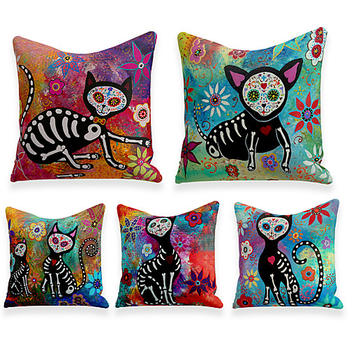 

Cushion Cover 5PC Short Plush Soft Decorative Square Throw Pillow Cover Cushion Case Pillowcase for Sofa Bedroom 45 x 45 cm (18 x 18 Inch) Superior Quality Machine Washable Cat Five