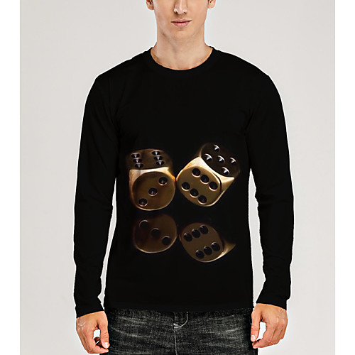 

Men's T shirt 3D Print Graphic 3D Print Long Sleeve Daily Tops Black
