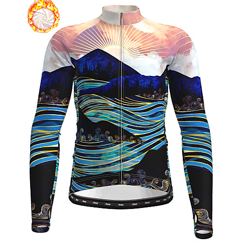 

21Grams Men's Long Sleeve Cycling Jacket Winter Fleece Dark Navy 3D Bike Jacket Top Mountain Bike MTB Road Bike Cycling Thermal Warm Fleece Lining Breathable Sports Clothing Apparel / Stretchy