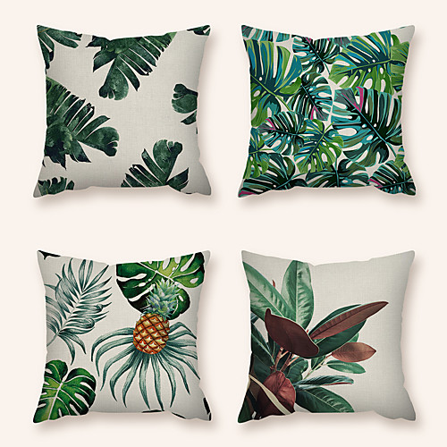 

Cushion Cover 4PC Linen Soft Decorative Square Throw Pillow Cover Cushion Case Pillowcase for Sofa Bedroom 45 x 45 cm (18 x 18 Inch) Superior Quality Machine Washable