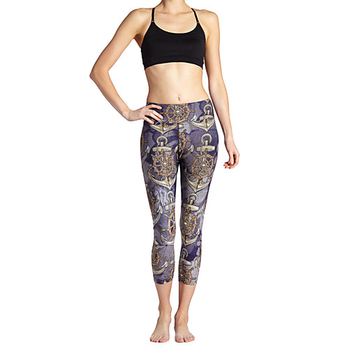 

Women's Basic Casual Comfort Daily Gym Leggings Pants Patchwork Calf-Length Patchwork Print Purple