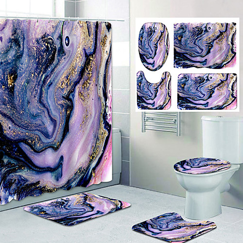 

Marbling Pattern PrintingBathroom Shower Curtain Leisure Toilet Four-Piece Design