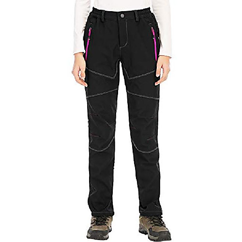 

walking trousers for women winter outdoor thermal fleece lined softshell ladies hiking snow pants,kz2677w-black-m