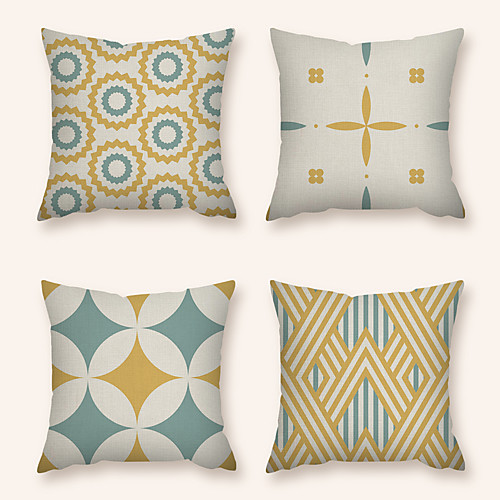 

Cushion Cover 4PC Linen Soft Decorative Square Throw Pillow Cover Cushion Case Pillowcase for Sofa Bedroom 45 x 45 cm (18 x 18 Inch) Superior Quality Machine Washable
