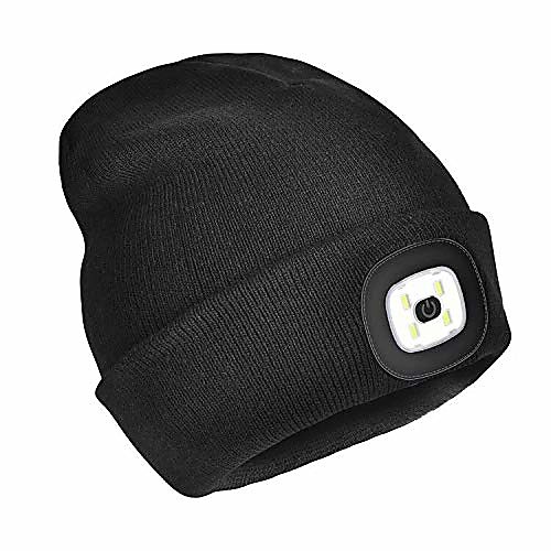 

led beanie hat with light,usb rechargeable lighted beanie cap