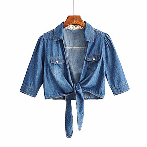 

cool knotted denim shawl coat top jacket half sleeve dark blue m