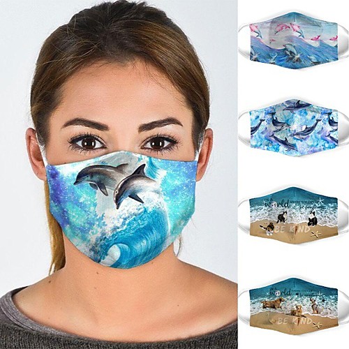 

5 pcs Outdoor Masks Animal Pattern Printing Washable Masks Dustproof And Breathable Masks