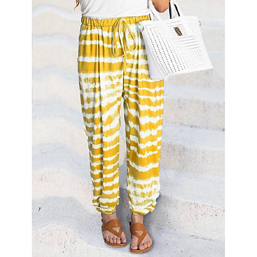 

Women's Basic Streetwear Comfort Daily Going out Pants Chinos Pants Striped Tie Dye Full Length Pocket Drawstring Black Blue Purple