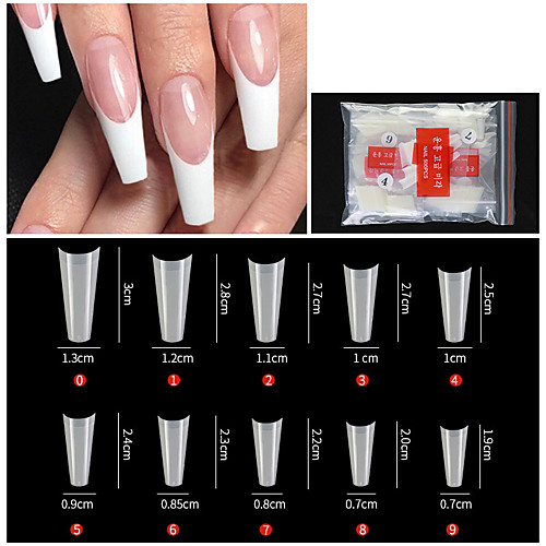 

500PCS French Denim Natural Manicure French Pointed Nail Seamless Nail Ballet Nail Transparent Nail Toe Nail Toe Nail Piece
