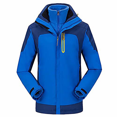 

outdoor jacket men winter ski jacket windbreaker 3 in1 hooded rain coat for traveling climbing hiking blue