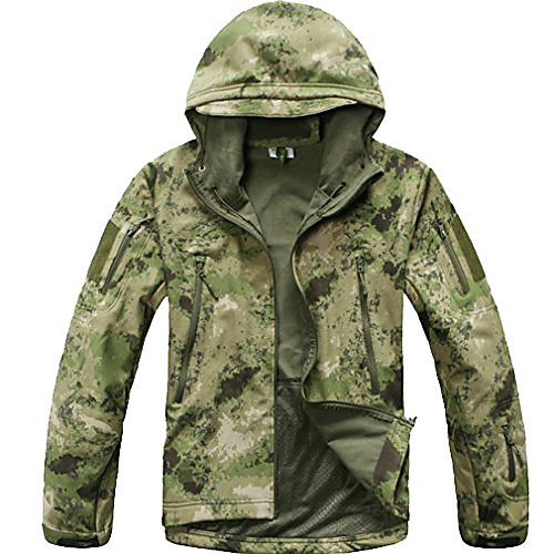 

reebow gear, military, army combat, tactical, outdoor soft shell jacket, hooded fleece jacket, men, jkv4, gruen atacs camo, xl