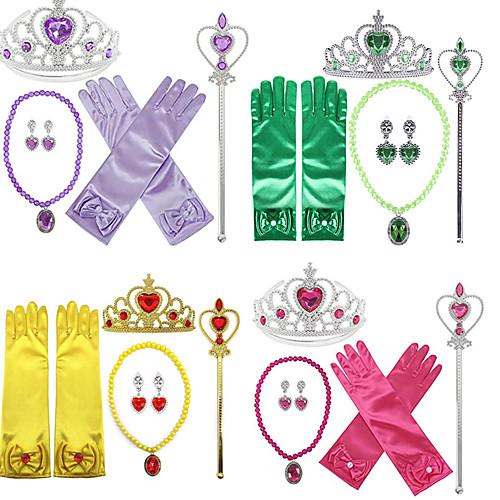 

Princess Halloween Props Holiday Jewelry Girls' Movie Cosplay Accent / Decorative Gloves Purple Yellow Blue Gloves Necklace Earring Christmas Halloween Carnival Plastics / Tiaras / Wand