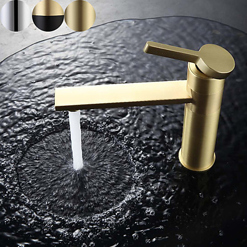 

Rotatable Bathroom Sink Faucet - Widespread Chrome / Oil-rubbed Bronze / Brushed Centerset Single Handle One HoleBath Taps