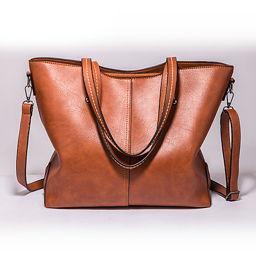 

Women's Bags PU Leather Tote Zipper Plain Daily Going out 2021 Handbags Camel Wine Black Almond