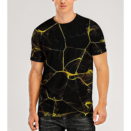 

Men's T shirt 3D Print Graphic 3D Print Short Sleeve Daily Tops Black