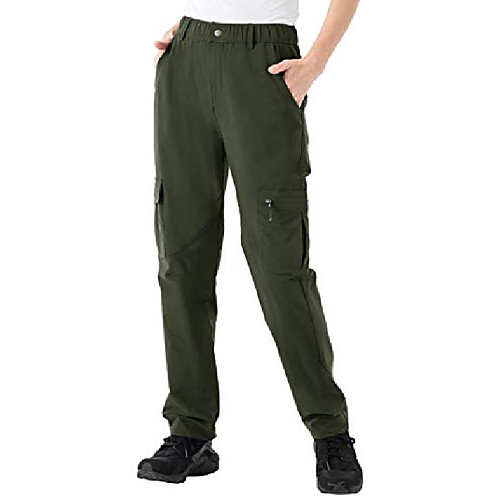 

womens hiking walking trousers outdoor quick dry lightweight cargo elasticated trousers(green,xxl)