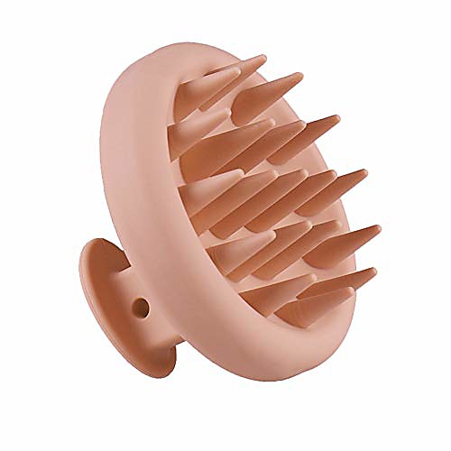 

hair scalp massager shampoo brush, [wet & dry] manual head scalp massage brush, soft silicone bristles care for the scalp, exfoliate and remove dandruff, promote hair growth (flesh-colored)