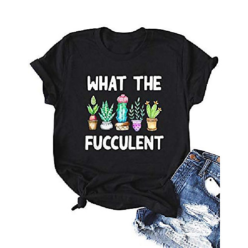 

women's what the fucculent cactus graphic tee tops women funny graphic tee t-shirt black