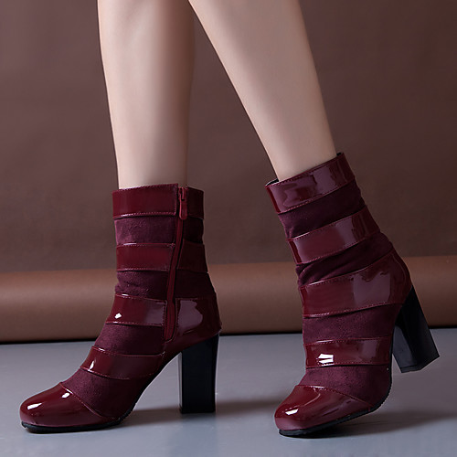 

Women's Boots Chunky Heel Round Toe Mid Calf Boots Casual Sexy Daily Party & Evening PU Solid Colored White Black Fuchsia / Mid-Calf Boots