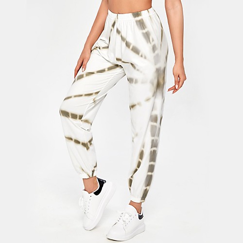 

Women's Basic Chino Comfort Quick Dry Sports Sport Daily Pants Chinos Pants Striped Patterned Tie Dye Ankle-Length Sporty Stripe Print White