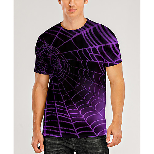 

Men's T shirt 3D Print Graphic 3D Animal Print Short Sleeve Daily Tops Casual Purple