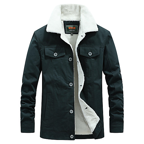 

Men's Solid Colored Fall & Winter Jacket Regular Holiday Cotton Coat Tops Black