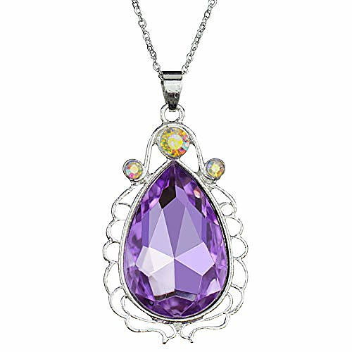 

sofia necklace amulet teardrop amethyst pendant necklace sofia princess costumes jewelry girls necklace (purple) s3