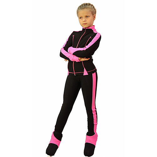 

Figure Skating Jacket with Pants Women's Girls' Ice Skating Pants / Trousers Top Pink Sky Blue Patchwork Spandex High Elasticity Training Competition Skating Wear Patchwork Long Sleeve Ice Skating