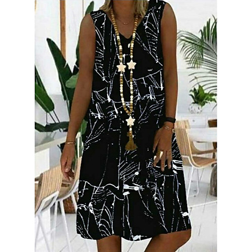 

Women's Swing Dress Knee Length Dress Black Blue Red Short Sleeve Print Patchwork Print Spring Summer V Neck Casual vacation dresses 2021 M L XL XXL 3XL