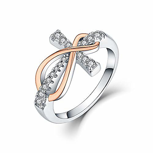 

925 sterling silver cubic zirconia cross infinity ring,rose gold women's infinity wedding engagement statement rings