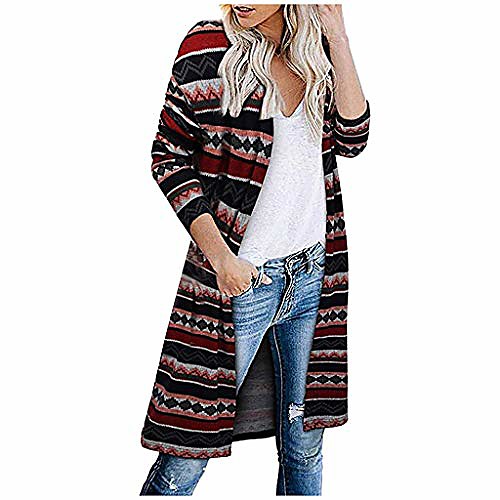 

ladies autumn winter comfortable coat casual fashion jacket women long sleeve leopard print pocket fashion coat blouse t-shirt cardigan top (red, s)
