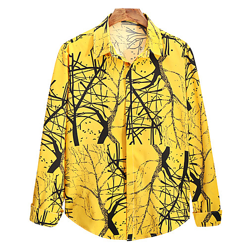 

Men's Shirt Other Prints Graphic Long Sleeve Daily Tops Yellow