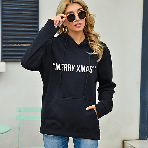 

Women's Pullover Hoodie Sweatshirt Letter Print Daily Other Prints Streetwear Hoodies Sweatshirts White Black Purple