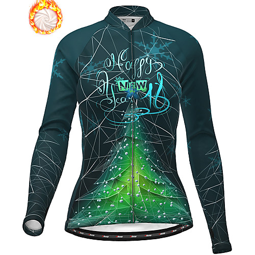 

21Grams Women's Long Sleeve Cycling Jersey Winter Fleece Polyester Red Blue Green Christmas Santa Claus Bike Jersey Top Mountain Bike MTB Road Bike Cycling Fleece Lining Warm Quick Dry Sports