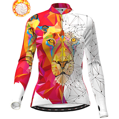 

21Grams Women's Long Sleeve Cycling Jacket Winter Fleece White Animal Bike Jacket Top Mountain Bike MTB Road Bike Cycling Thermal Warm Fleece Lining Breathable Sports Clothing Apparel / Stretchy