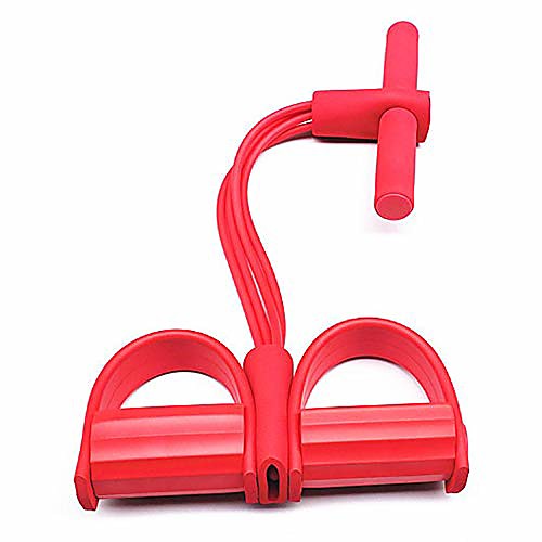 

multi-function tension rope fitness pedal exerciser tummy trainer 4 tube leg exerciser sit-up bodybuilding expander for ankle puller fitness yoga other training home fitness equipment pink