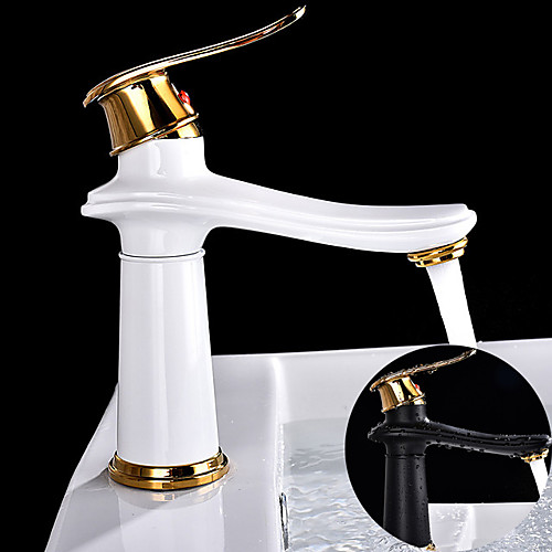 

Bathroom Sink Faucet - Widespread Electroplated / Black Centerset Single Handle One HoleBath Taps