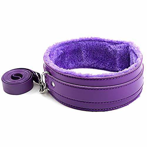 

leather choker necklace punk leash neck choker adjustable gothic metal o-ring collar with chain detachable for girls women cosplay party jewelry-purple