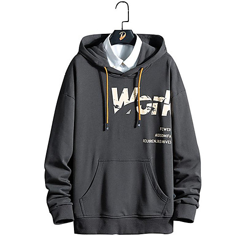 

Men's Pullover Hoodie Sweatshirt Letter Work Casual Hoodies Sweatshirts White Black Dark Gray