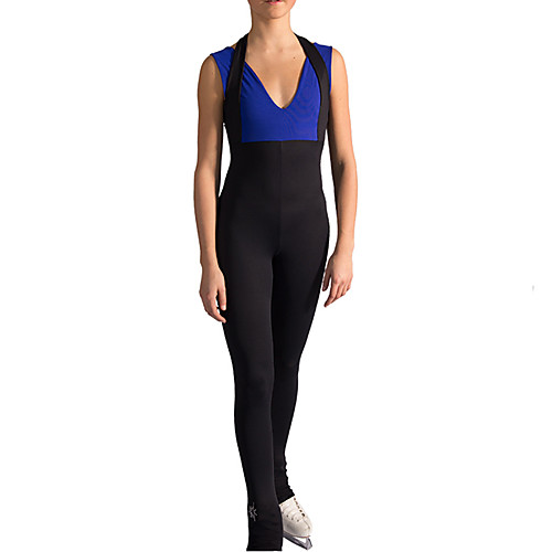 

Figure Skating Pants Women's Girls' Ice Skating Bodysuit Purple Royal Blue Patchwork Spandex High Elasticity Training Competition Skating Wear Patchwork Sleeveless Ice Skating Figure Skating / Kids