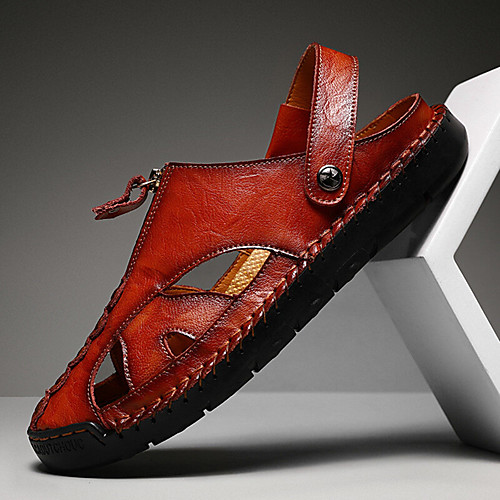 

two-ways wear cowhide casual soft leather beach sandals
