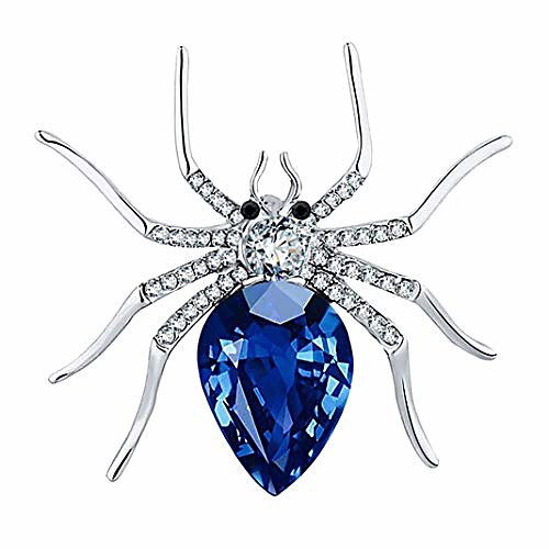 

gloa brooch pin, women fashion spider shape rhinestone inlaid dress scarf decor gift - blue