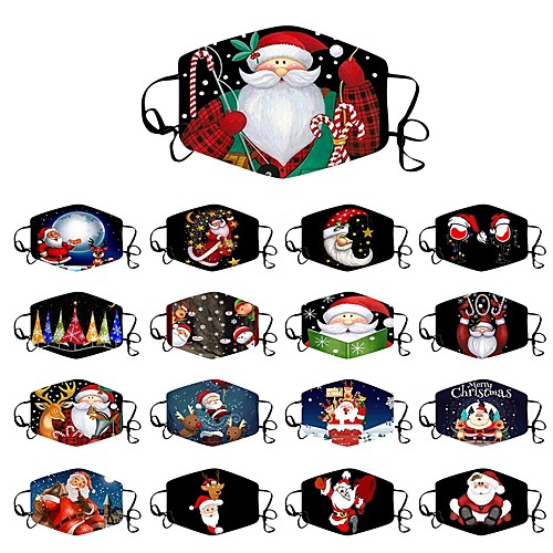 

5 pcs Fashion Christmas Printed Civil Masks Dust-proof Hanging Ears Multi-color Variety Style
