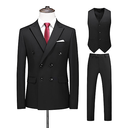 

Tuxedos Tailored Fit / Standard Fit Peak Double Breasted Two-buttons / Double Breasted Four-buttons Cotton Blend / Cotton / Polyester Solid Colored