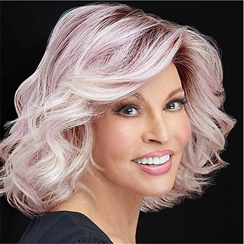 

Synthetic Wig Curly Asymmetrical Wig Medium Length Purple Synthetic Hair Women's Cosplay Soft Cool Black Purple