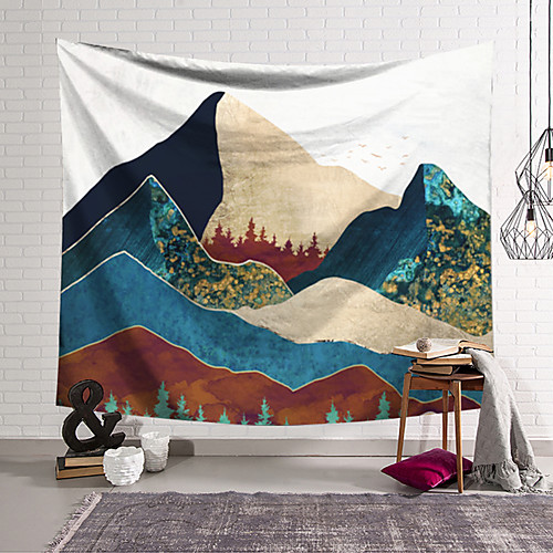 

Wall Tapestry Art Decor Blanket Curtain Hanging Home Bedroom Living Room Decoration Polyester Forest Mountains Oil Painting Pattern