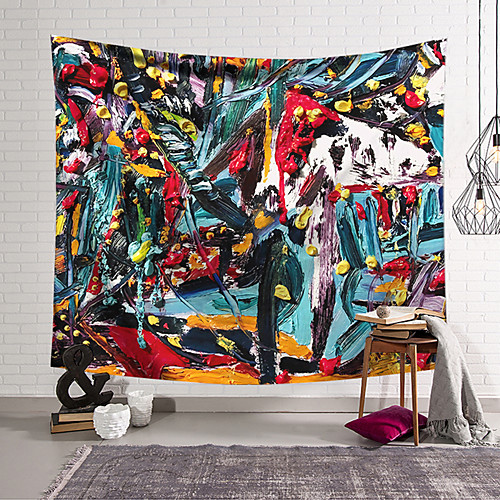 

Oil Painting Style Wall Tapestry Art Deco Blanket Curtain Hanging Home Bedroom Living Room Dormitory Decoration Polyester Abstract Graffiti