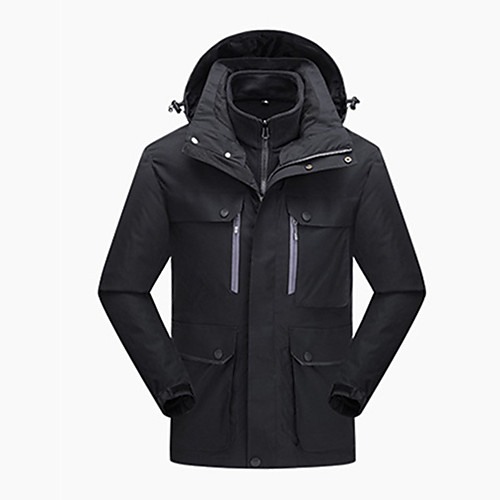 

Men's Hiking 3-in-1 Jackets Winter Outdoor Solid Color Waterproof Lightweight Windproof Fleece Lining Winter Jacket Top Fleece Nylon Fishing Climbing Camping / Hiking / Caving Male fleece (khaki